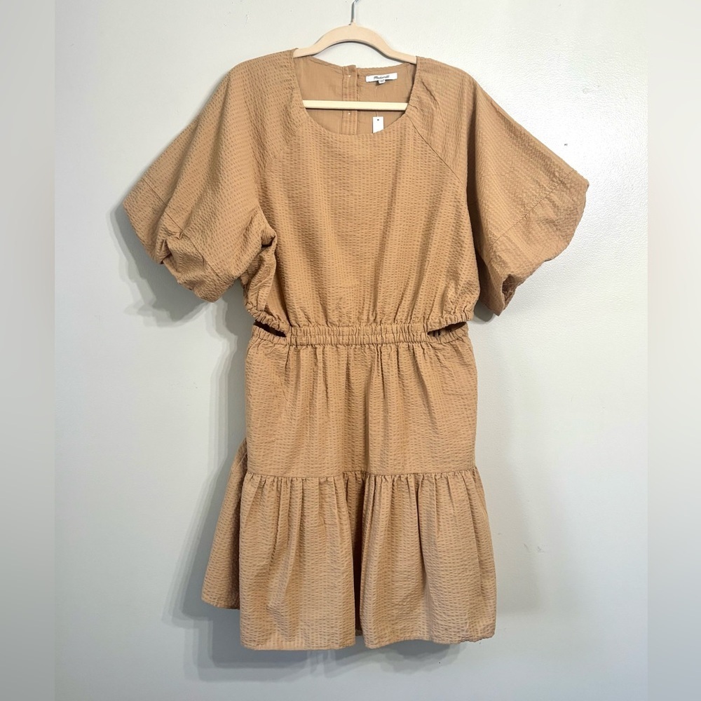Madewell NWT Seersucker Puff Sleeve Cut Out Mini Dress XXL - Picture 4 of 11
